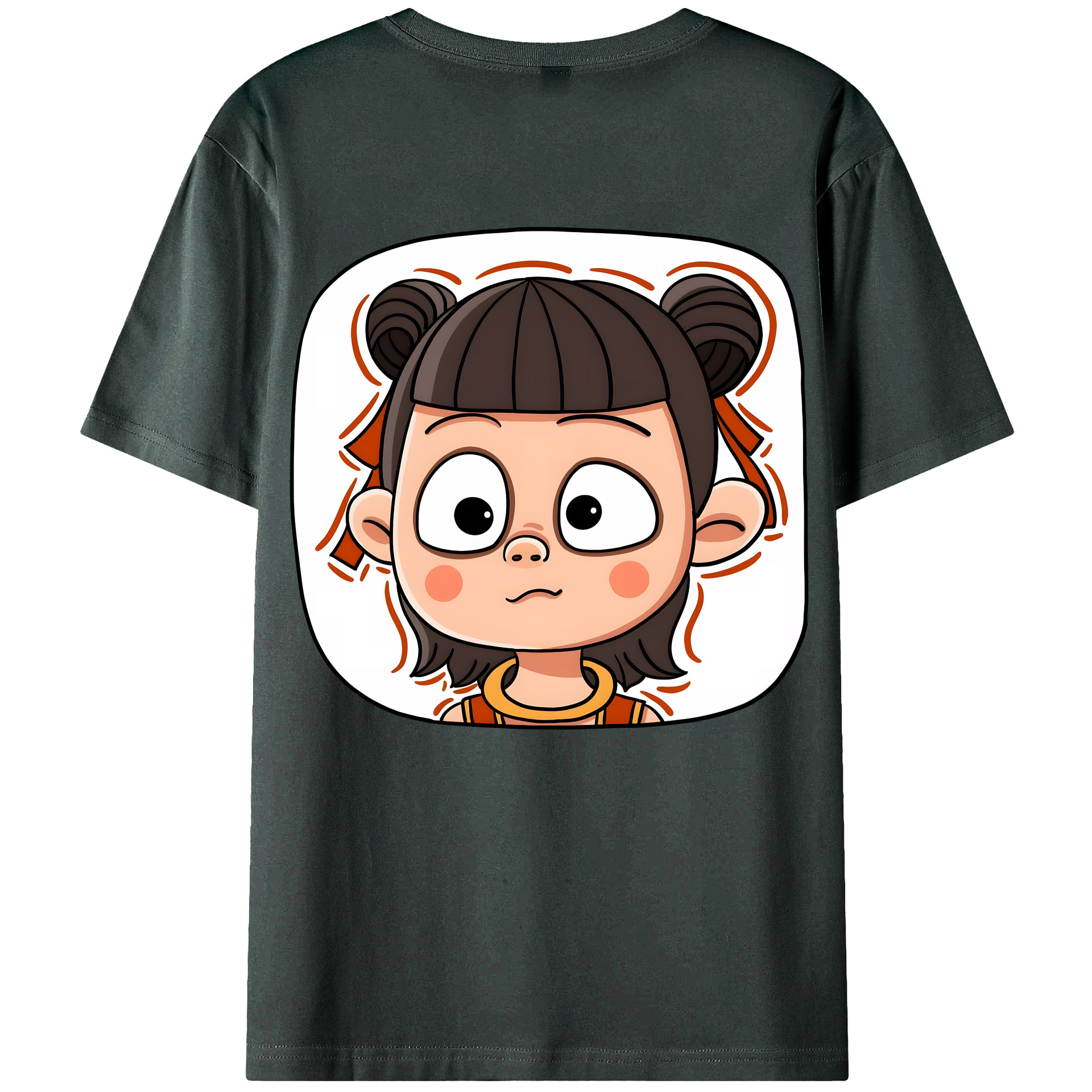 （画像用） Ne Zha 2 ナタ 魔童の大暴れ 綿100％ メンズ半袖Tシャツ（バックプリント） 通気性